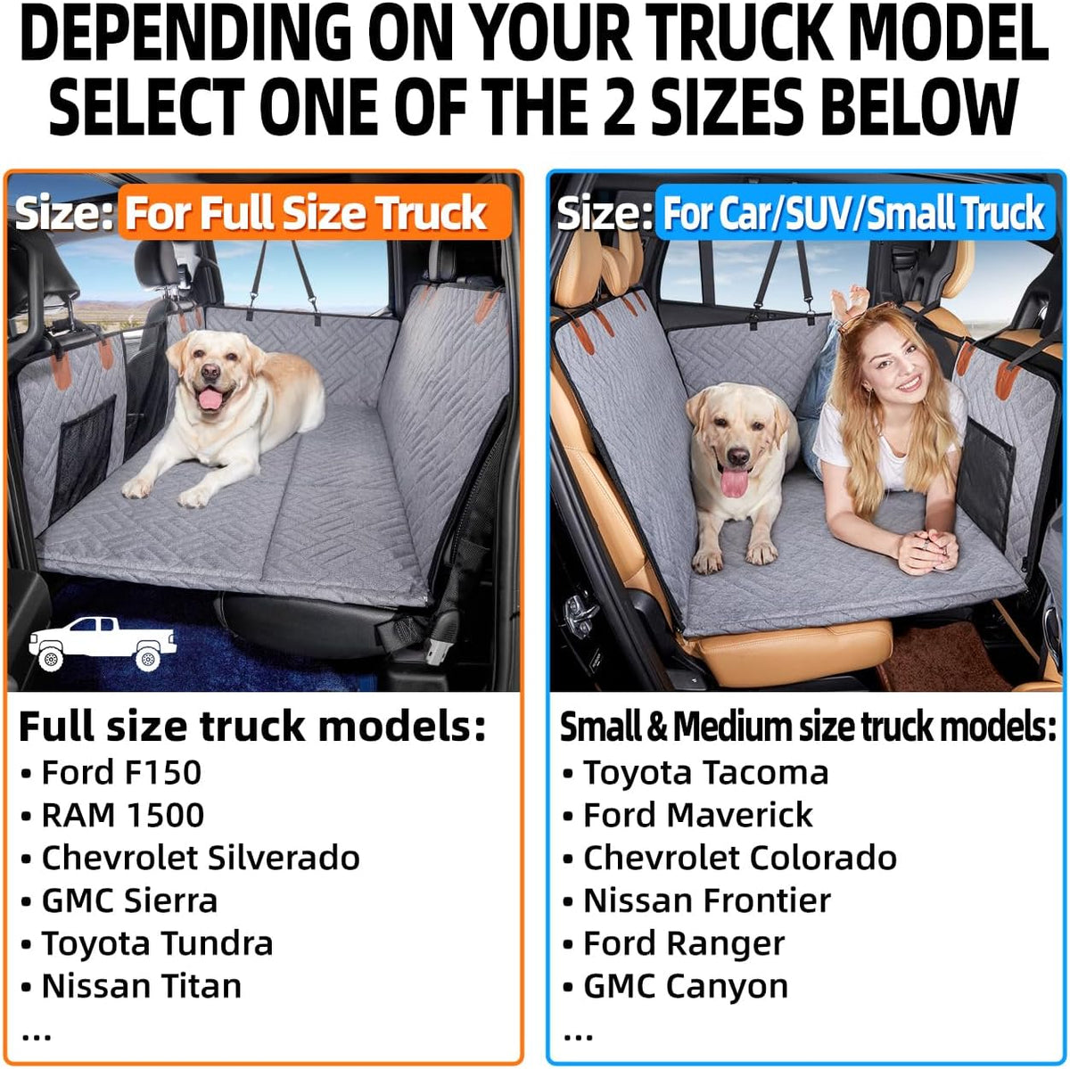 Hard Bottom Dog Car Seat Cover for Back Seat - Grey / For Full Size Truck - image 2