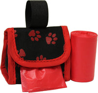 FiveStarPet Purse Style Dispenser with 2 Rolls Made in USA Easy Open - Red Paw