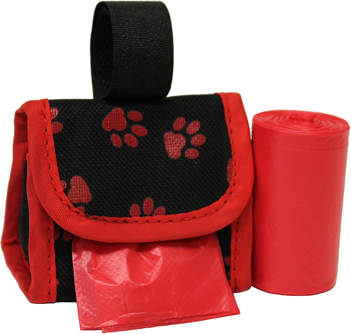 FiveStarPet Purse Style Dispenser with 2 Rolls Made in USA Easy Open - Red Paw