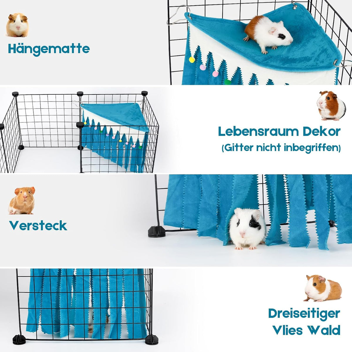 Guinea Pig Hideout, Guinea Pig Corner Hideout - Blue / 17.3"L x 9.2"W x 10.2"Th - image 2