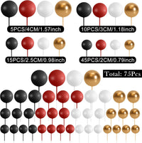 75 Pieces Cake Balls Topper Decorations Foam Cupcake Topper Mini - Black, Red, Gold, White - image 2