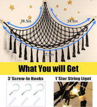 Stuffed Animal Toy Storage Hammock with LED Light - Black / L (39.5"*39.5"*48") - image 2