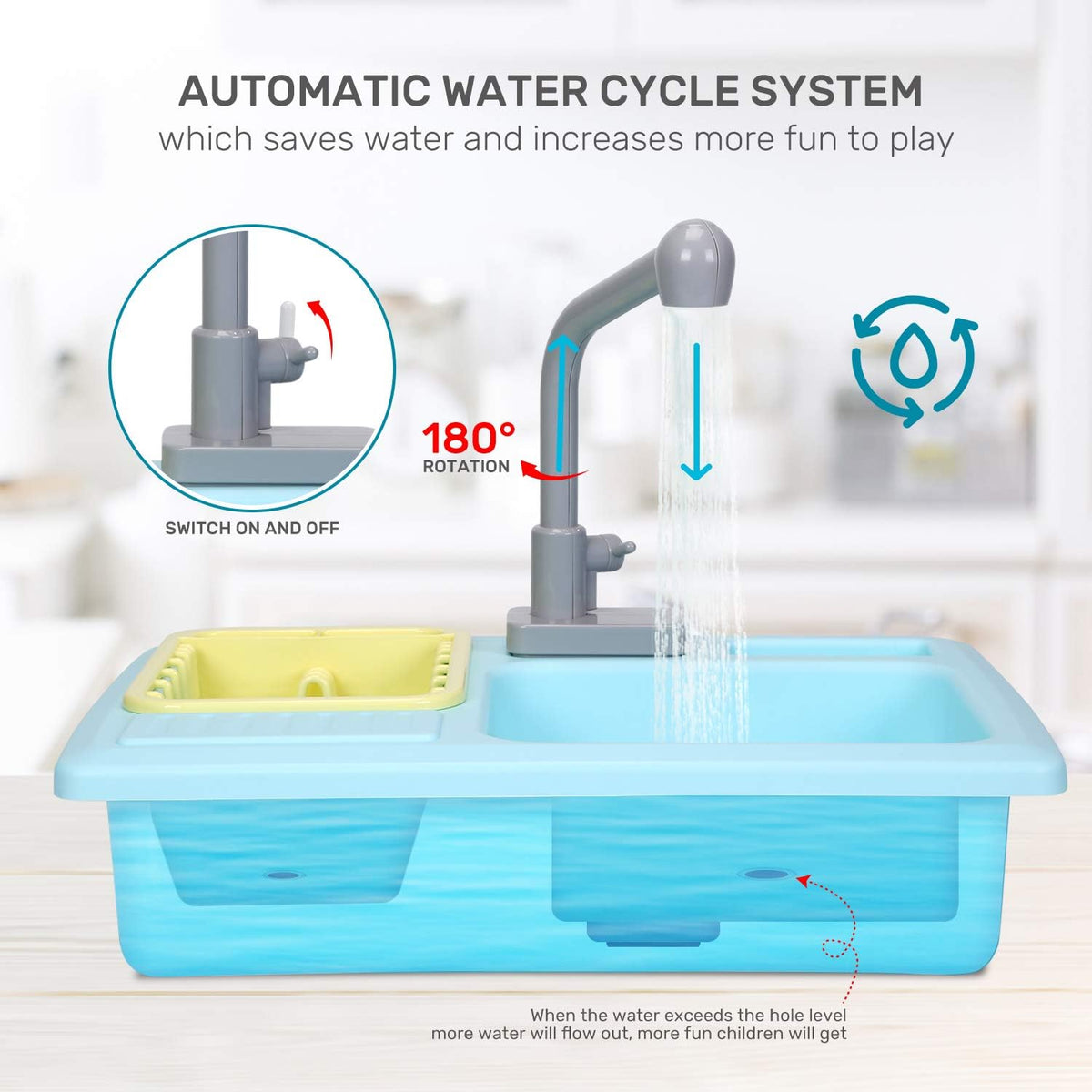CUTE STONE Color Changing Kitchen Sink Toys - Light Blue - image 4
