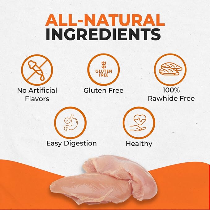 Canine Naturals Chicken Recipe Chew - Rawhide Free Dog Treats - Made from USA Raised Chicken - All-Natural and Easily Digestible - Large (2 Count) for Dogs 50-75Lb