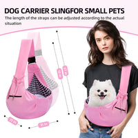 Adjustable Dog Sling Carrier with Pocket - Pink - image 3