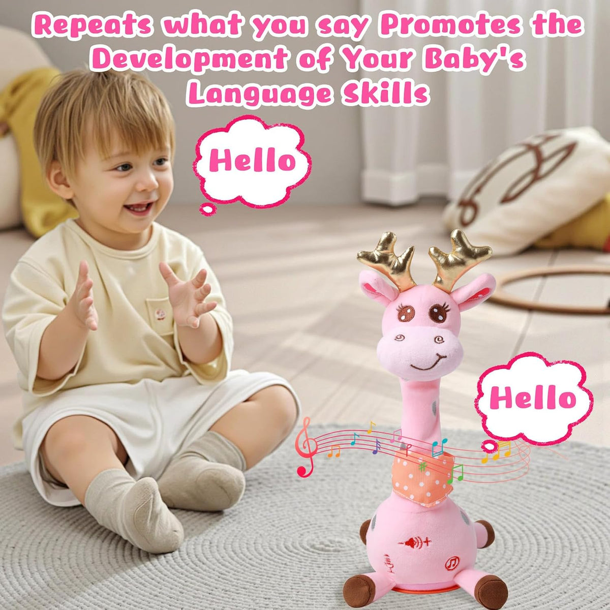 MIAODAM Dancing Talking Giraffe Toys - Giraffe Style 3-pink - image 4