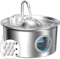 Cat Water Fountain Stainless Steel: Pet Water Fountains for Cats - Cat Fountain+6 Filters +3 Sponges