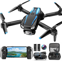 Drone with 1080P Camera, Foldable Remote Control Quadcopter for Adults Beginners, Mini Drone - Black Blue