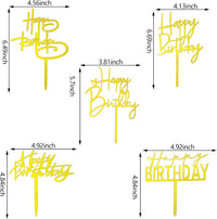 10 PCS Black Happy Birthday Cake Topper Acrylic Cupcake Topper - Gold - image 2