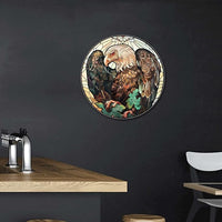 Lygond Metal Sign Tin Sign Circular Stained Glass Vulture Funny Bathroom Decor for Gift 12×12 Inches