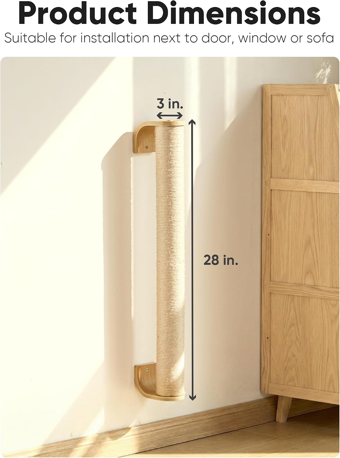 FUKUMARU Cat Wall Scratcher, 60" Tall Kitten Scratching Post – Essentials for Cats - 28 inch - image 4