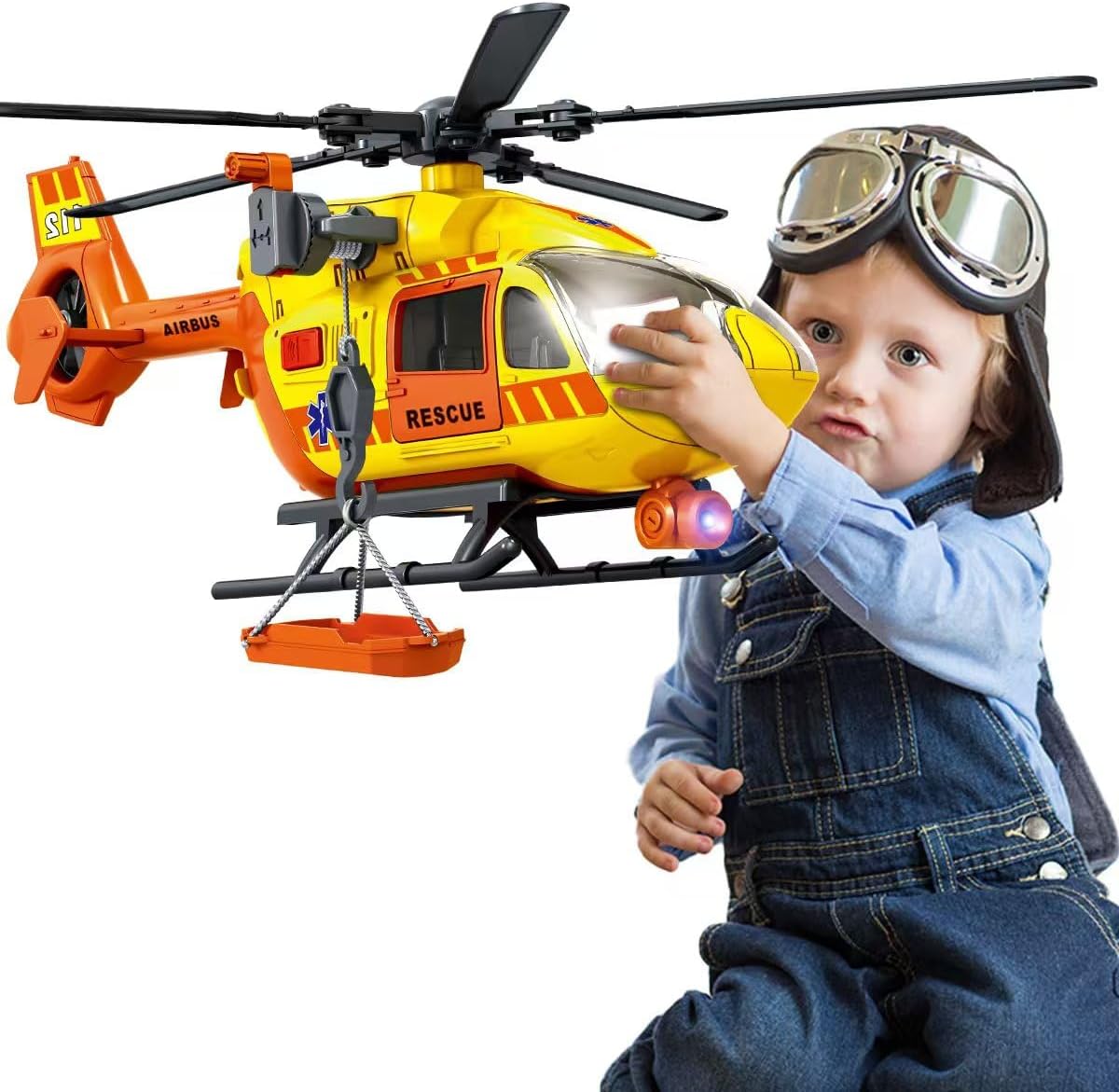 CSDCSD large helicopter toy with crane and cargo basket, lights and sounds - view 3