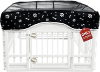 PJYuCien Playpen Top Cover for 36'' Width 4 Panel Pen, Black Paw – Essentials for Dogs - Fits Plastic 4 Panels Playpen / Cover, 36"Width, Black Paw ( Adhesive Tape Connections )