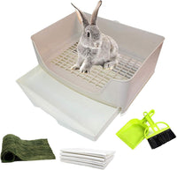PINVNBY Plastic Rabbit Litter Box with Drawer - Brown