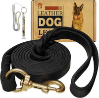 Leather Dog Leash 6ft x 3/4 inch - 5FT*3/4in / Black