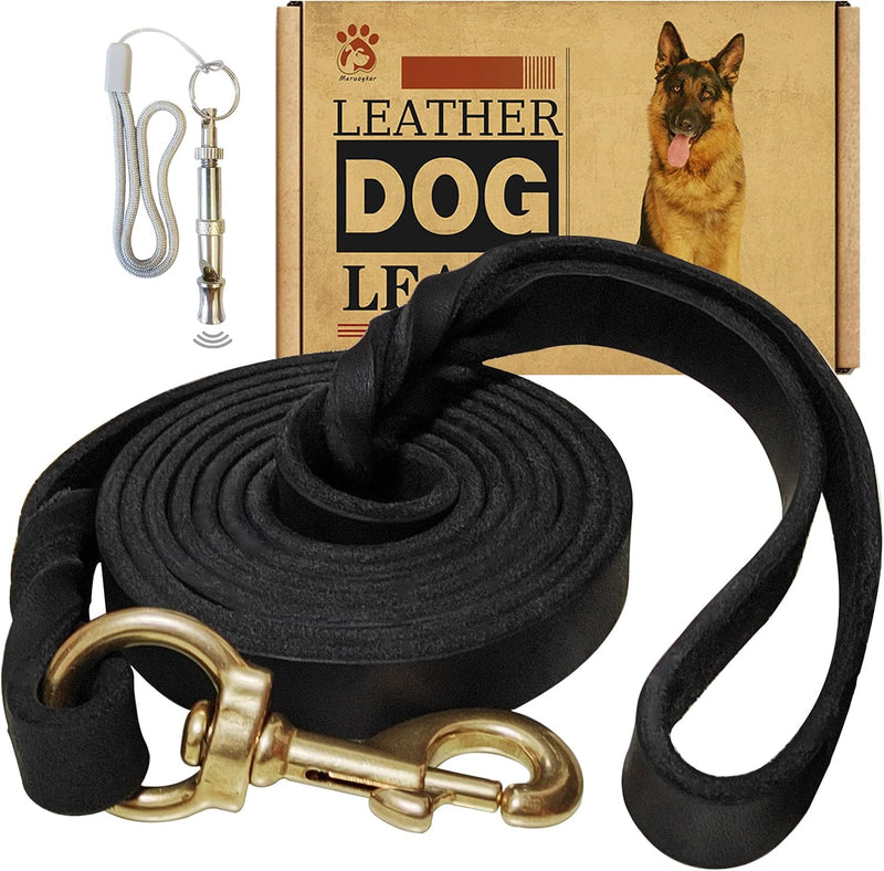 Leather Dog Leash 6ft x 3/4 inch - 5FT*3/4in / Black