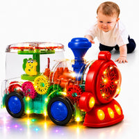 Transparent Sensory Train Toy -Interactive Light up Toys for Kids