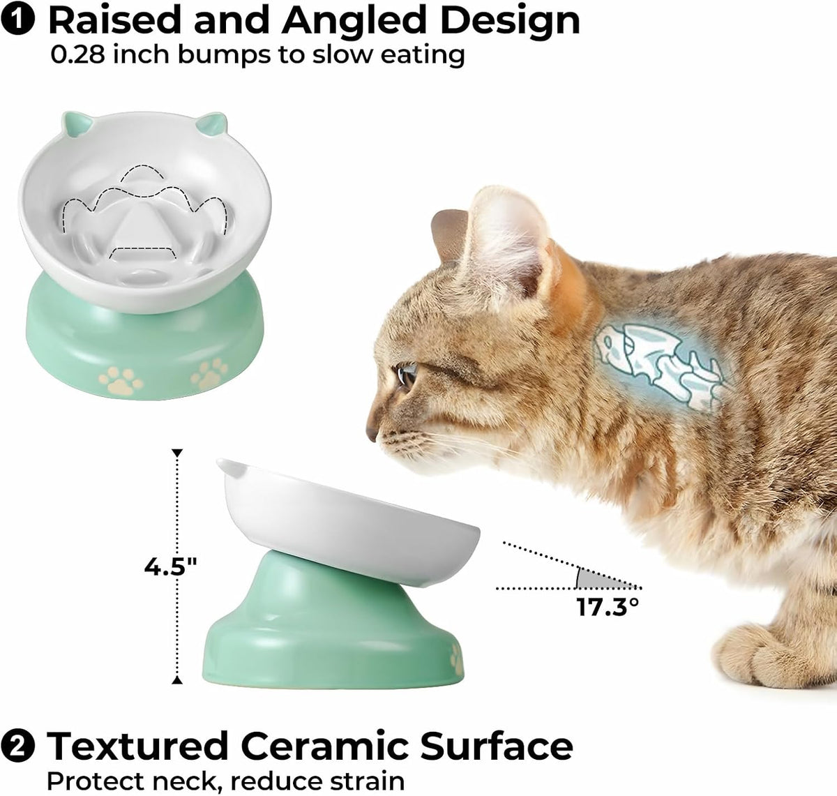 Y YHY Ceramic Cat Slow Feeder - Green / 6 inches - image 3