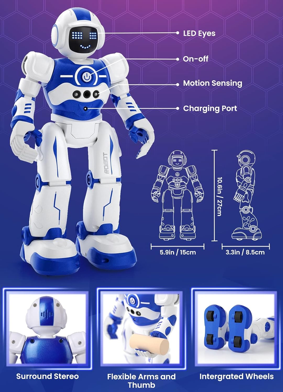 Robot Toys for Kids, Rechargeable Remote & Gesture Control Robots – Fun for Kids & Family - 5th Robot-blue - image 2
