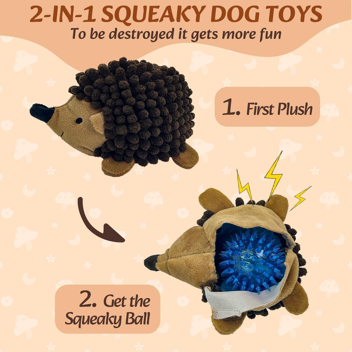 2-in-1 No-Stuffing Hedgehog Dog Toys 3 PCS - Hedgehog 5pack - image 2
