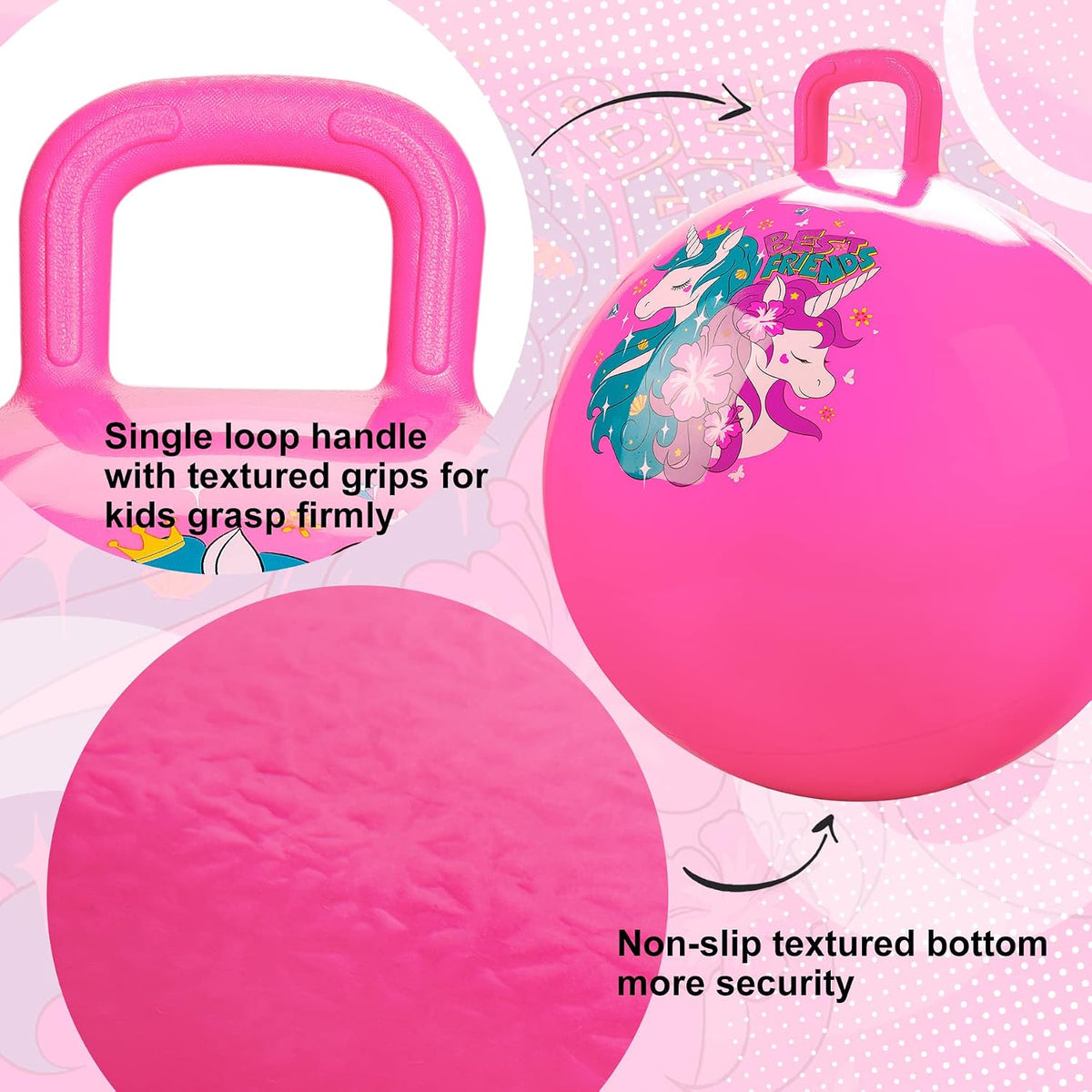 ZOOJOY Hopper Ball, Hopping Toys for Kids - Age:3-8(18''/45cm) / Pink Unicorn - image 4