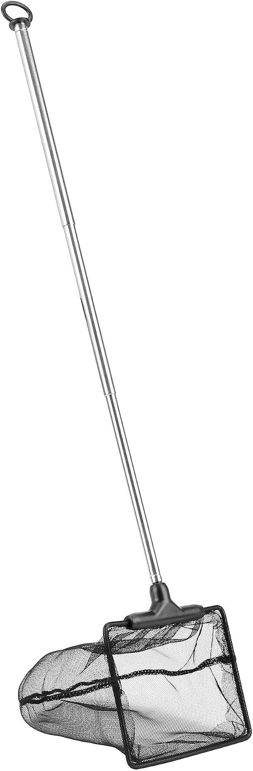 Aquarium Fish Net with Extendable Stainless Steel Long Handle Fine - Medium