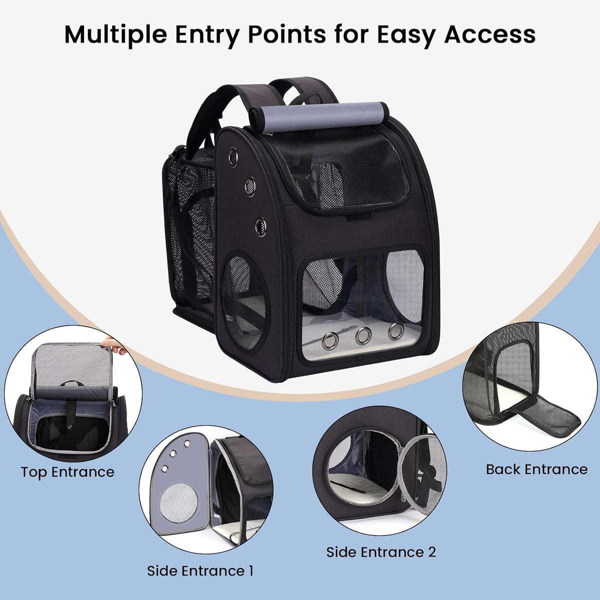 Expandable Cat Backpack Carrier for Small Cats/Dogs Airline Approved – Essentials for Dogs - Black-XL - image 4