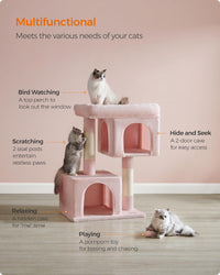 Feandrea Cat Tree, Plush Kitten Condo - XL (26.8"L x 18.9"W x 40.6"H) / Jelly Pink - image 4
