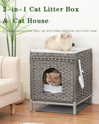 Cat Litter Box Enclosure Hidden Litter Box Furniture - Medium / Grey - image 2