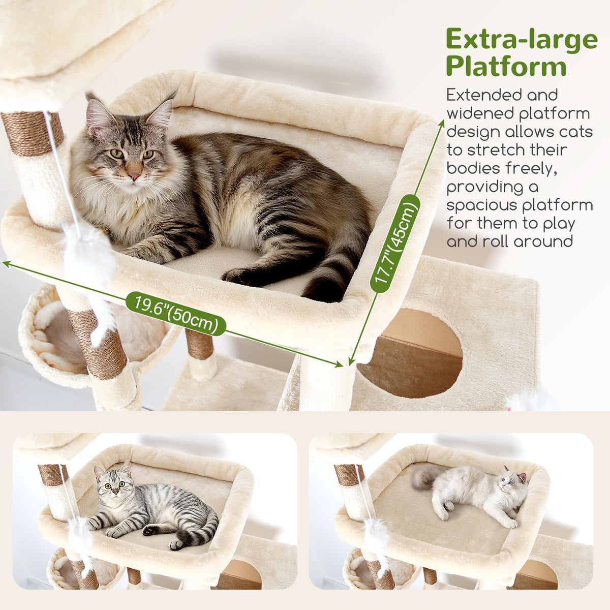 Globlazer Extra Large Cat Tower for Big Cats 20 lbs, F81 - 81 inch / Beige - image 3