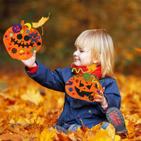 Winlyn orange foam pumpkin craft kits with Halloween face stickers, 30 pack - view 3
