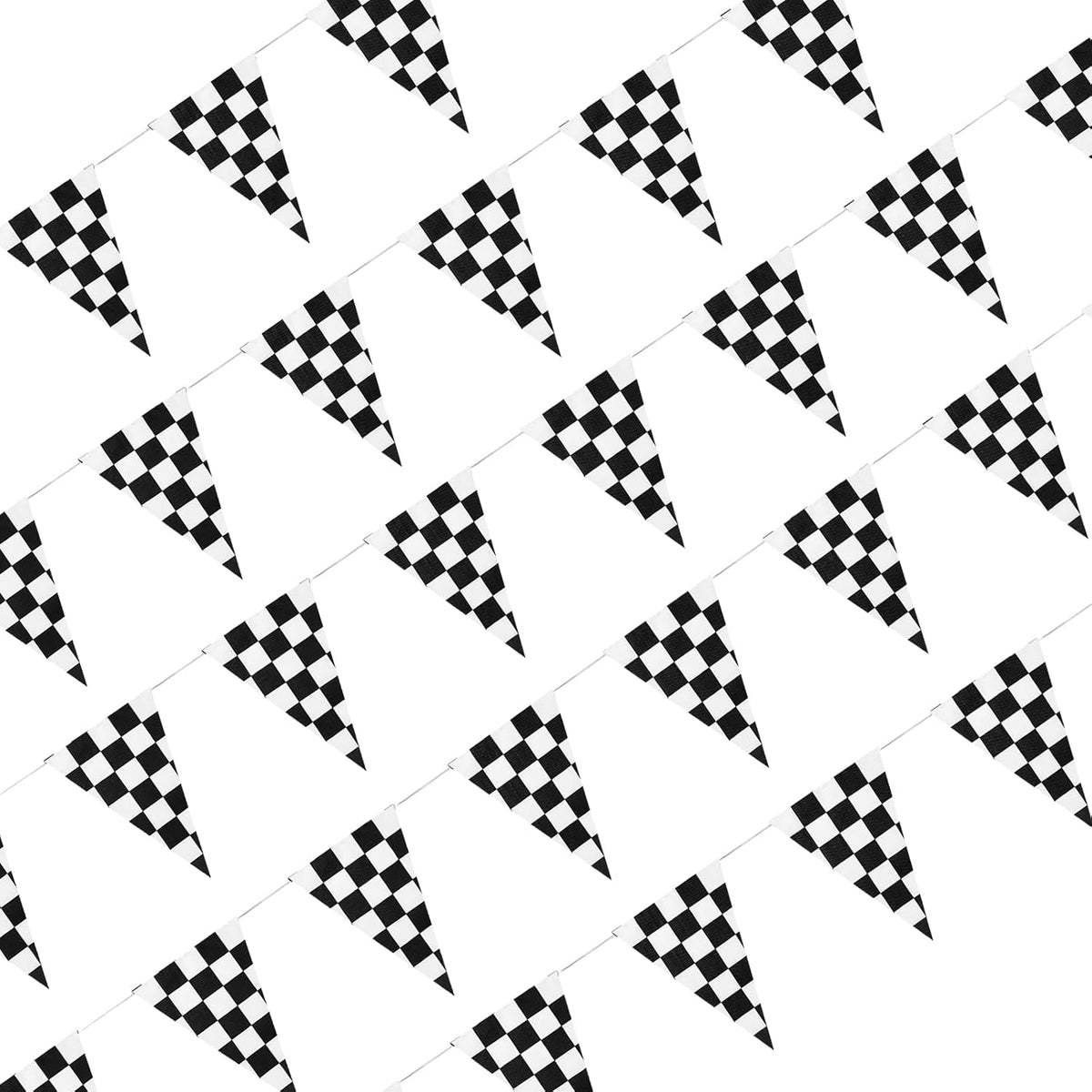 Piokio 100ft Black and White Checkered Flag Banner – Fun for Kids & Family - Black and White / 7.5x11.5 Inch(33ft)