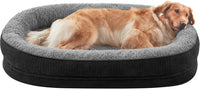 JOEJOY XL Orthopedic Dog Bed for Large Dogs, 360° Oval Bolster - Black / 42"l X 32"w X 7.5"th