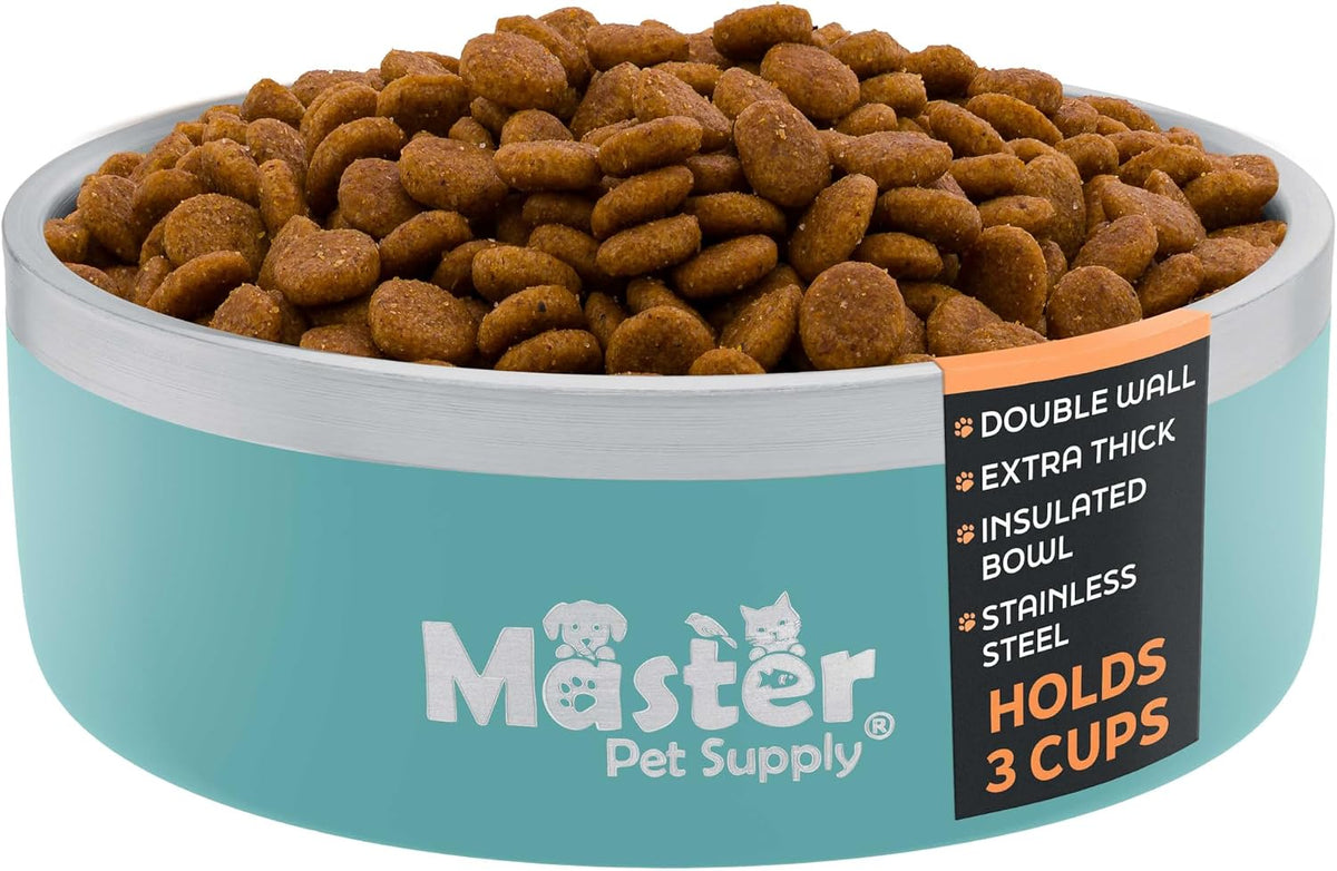 Master Pet Supply Stainless Steel Dog Bowls 128 oz Heavy Duty Aqua Sky – Essentials for Dogs - Aqua Sky / 3 Cups (25 oz)