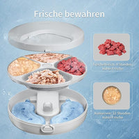 Automatic Cat Feeder Wet Food, Whisker-Friendly Automatic Cat Food Dispenser True 4-Meal Design with Locking Lid, Smart Timer Feeder for Wet Cat/Dog ，2-Ice Packs, Easy to Clean (White-1)