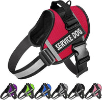 JSXD Dog Harness,No-Pull Service Dog Harness with Handle Adjustable Outdoor Pet Dog Vest 3M - XL / Red