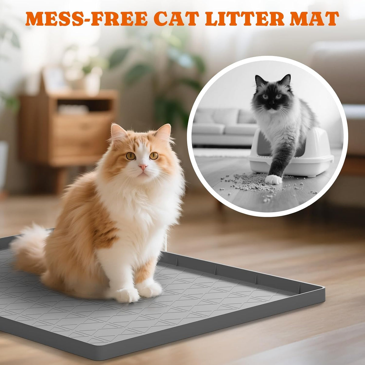 2 Pack Silicone Cat Litter Mat 34 x 22 in, Easy to Clean - Gray / 2 Pack - image 2