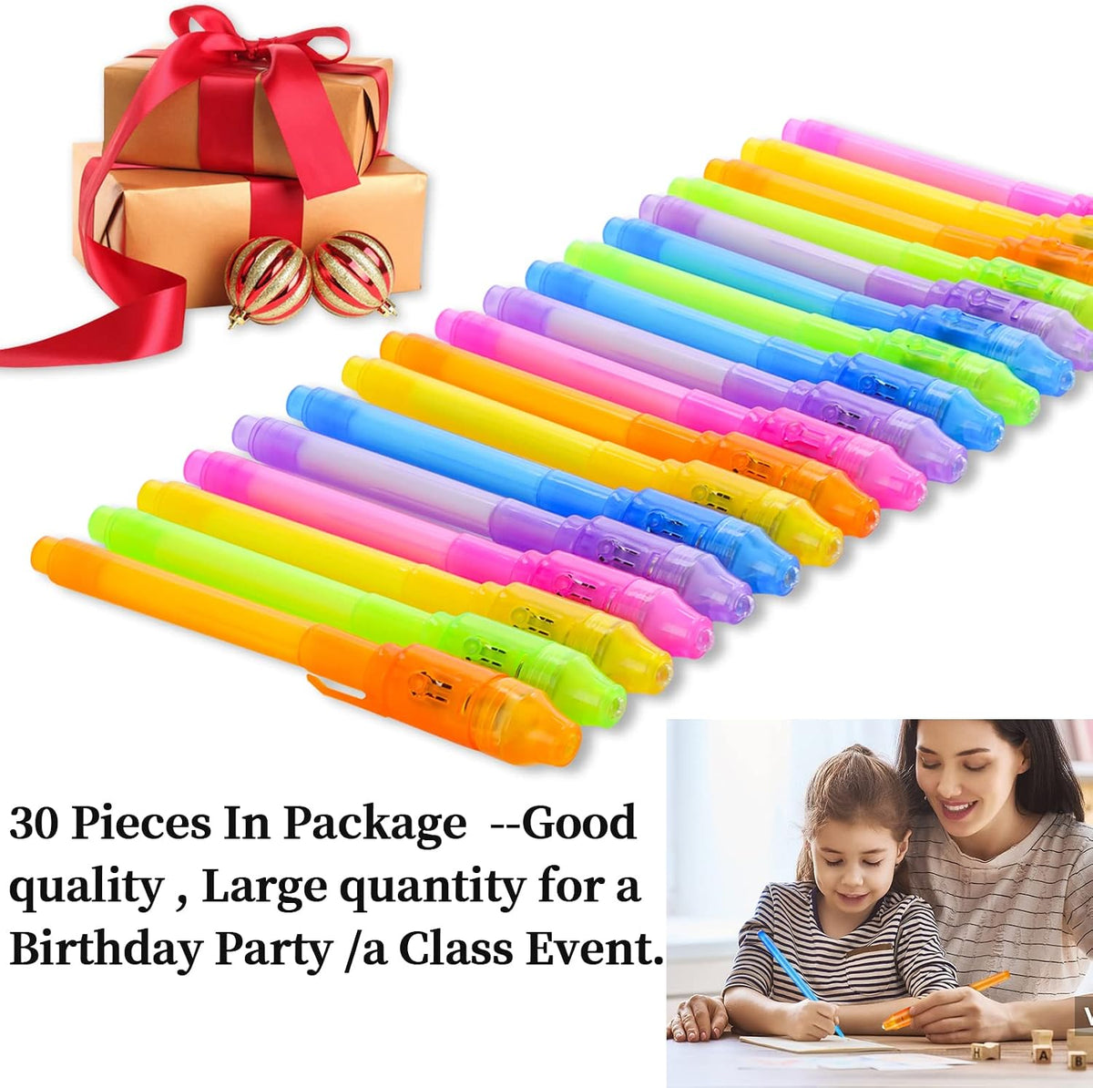 30 Pieces Invisible Ink Pen with UV Light Spy Pen Magic Marker Party - 30B - image 4