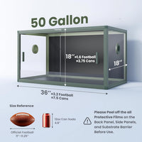 120 Gallon Reptile Tank, Stackable 4x2x2 Reptile Enclosure – Essentials for Reptiles And Amphibians - Earthy Green / 50 Gallon - image 2