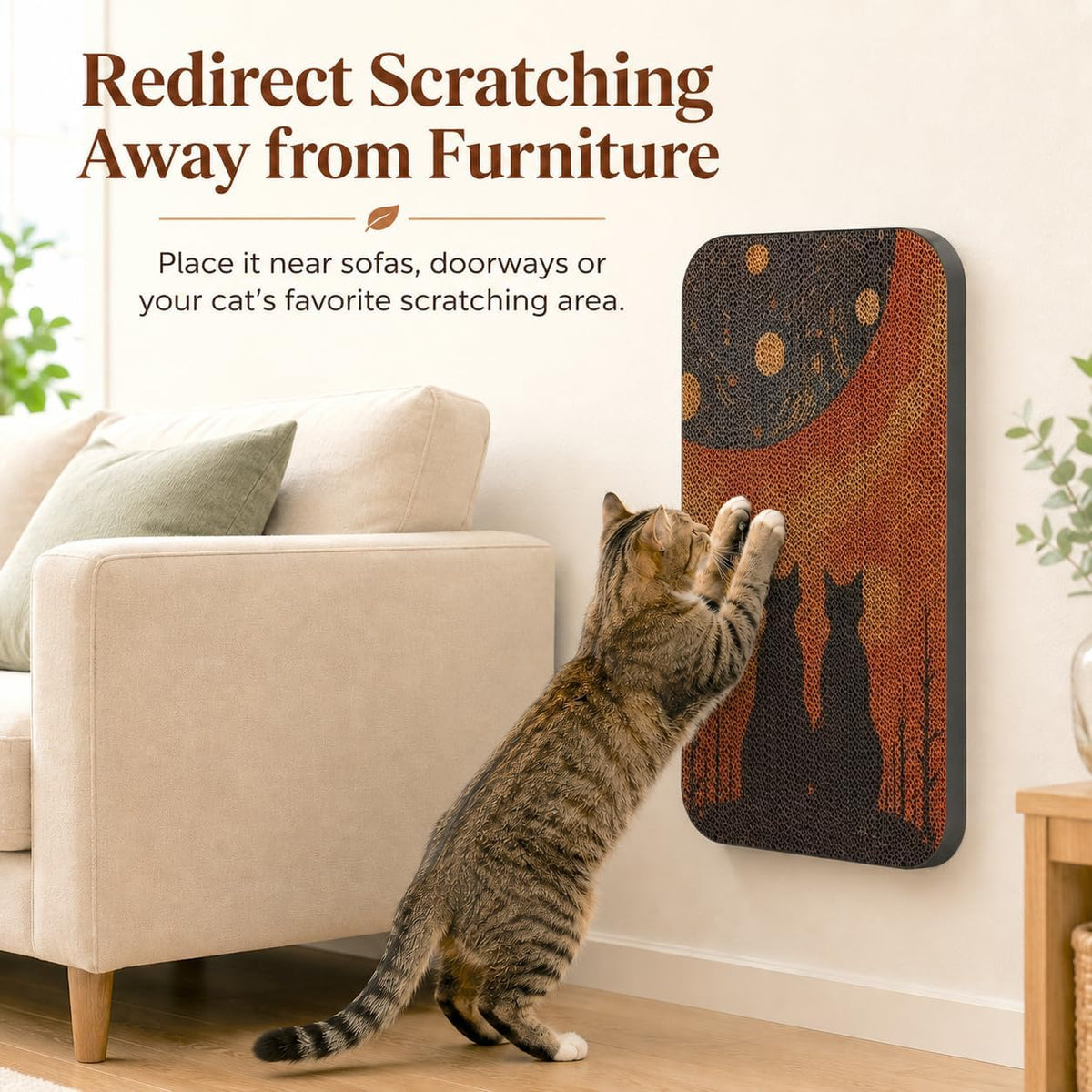 Cat Wall Scratcher, Art Cat Scratching Board for Indoor Cats – Essentials for Cats - Window & Starry Night - image 3