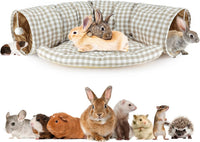 Bunny Tunnel Bed, 2-in-1 Collapsible Rabbit Tunnel Hideout with Mat – Essentials for Small Pets - YellowPlaid