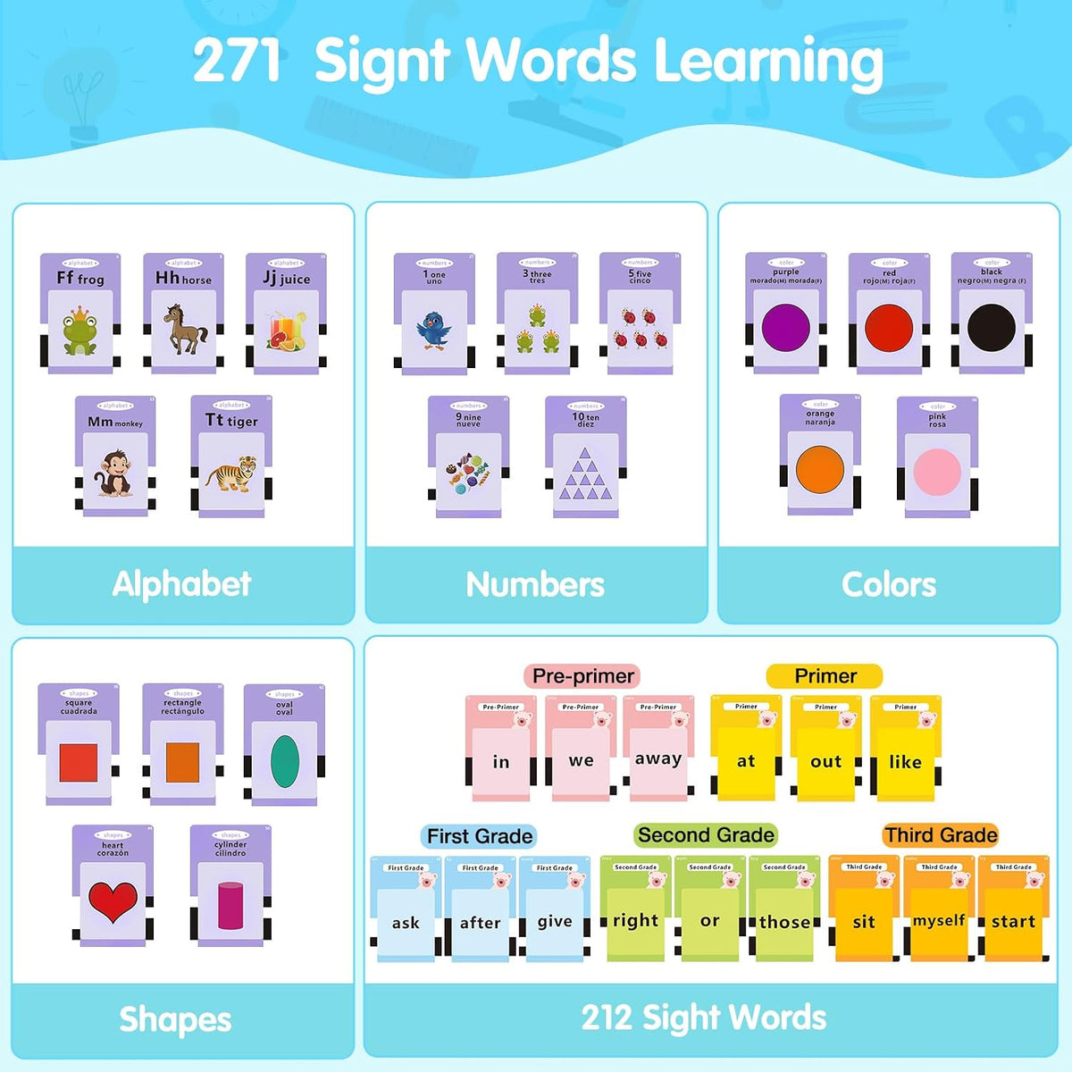 QuTZ Phonics Learning Toy for Preschool Kids - Blue / Basic 272 Sight Words - image 2