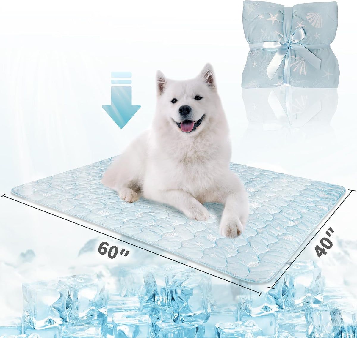 NWK Dog Cooling Blanket Q-Max>0.345 for Summer – Essentials for Dogs - Ocean Blue / L (40''x 60'') - image 4
