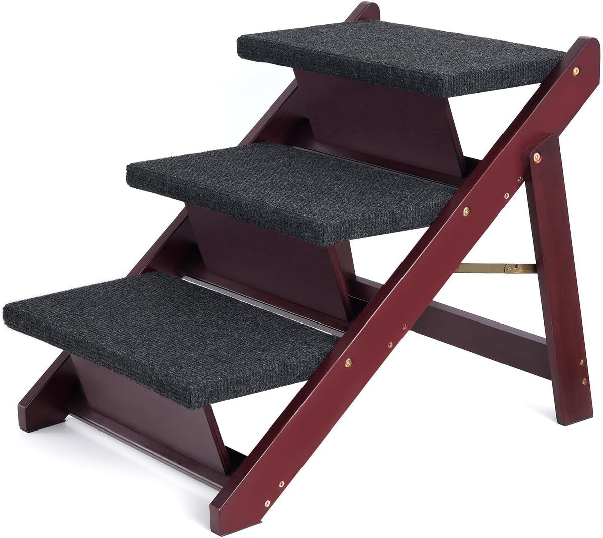 BRIKY Wooden Dog Stairs/Steps, Foldable 4 Steps – Essentials for Dogs - 27.6" L x 18.5" W x 19.5" H - 3 steps
