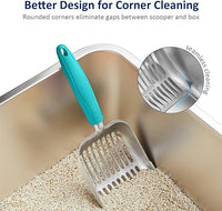 WePet Cat Litter Scoop, Aluminum Alloy Sifter, Kitty Metal Scooper, Deep Shovel, Long Handle, Poop Sifting, Kitten Pooper Lifter, Durable, Heavy Duty, for Litter Box