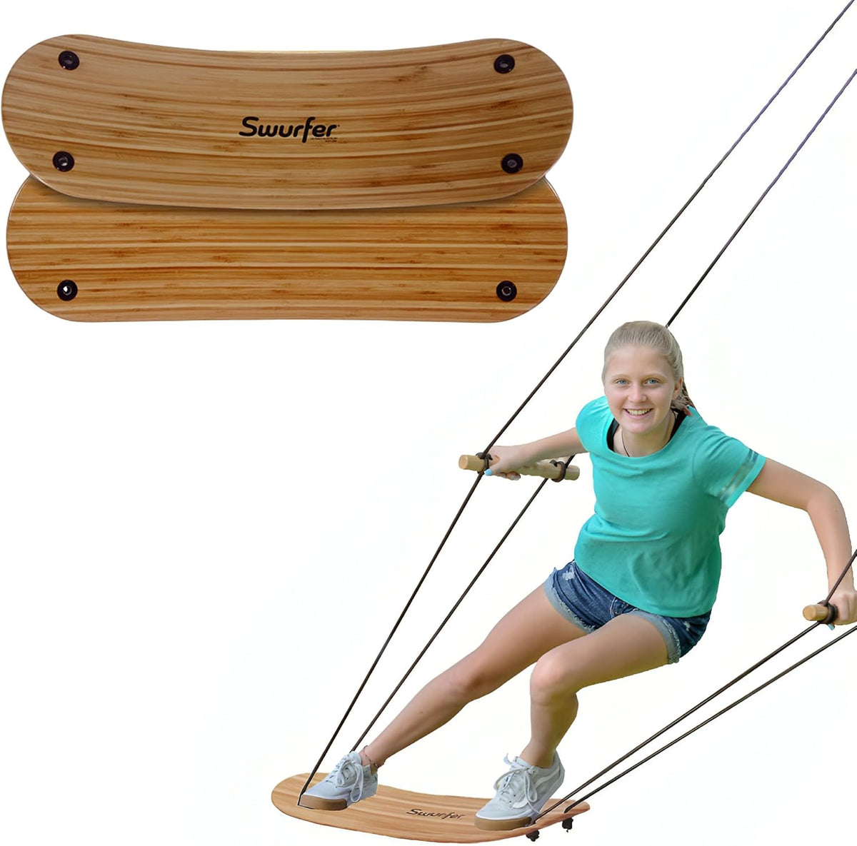 Swurfer Stand Up TreeSkate Outdoor Swing - Bamboo-limited Edition