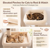Globlazer Extra Tall Cat Tree Tower for Indoor Cats, F76 - Beige / 54 inch - image 2