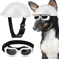 Frienda Dog Helmet and Goggles - L / White