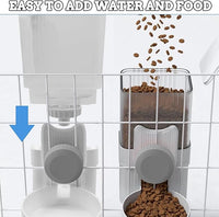 kathson Rabbit Gravity Auto Feeder Set 35oz Hanging Automatic Food Water Dispenser Cage Automatic Feeder Set for Rabbit Chinchilla Guinea Pig Hedgehog Ferret Kitty Puppy (Grey)