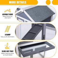 GEGURI Large Rabbit Hutch Indoor Outdoor Chicken Coop Wooden Bunny Cage with Waterproof Roof